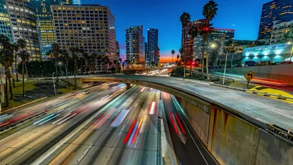 Wall Mural - Dynamic 4K Time-Lapse: Captivating Evening Hour and Traffic Scenes in Los Angeles