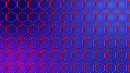 Wall Mural - luxury abstract geometric futuristic hexagon background loop. Trendy sci-fi neon-colored bg for cyberspace, films, screensaver, wallpaper. Seamless clean and glossy technology bg.
