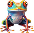Green frog portrait, PNG background