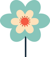 Wall Mural - Floral vector set with flat doodle-style abstract flowers and leaves. Collection of hand drawn sketch style flowers