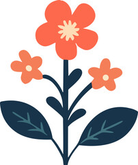 Wall Mural - Floral vector set with flat doodle-style abstract flowers and leaves. Collection of hand drawn sketch style flowers
