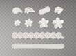 3d realistic vector icon set. Baker cream. Collection of whip cream piping frame patterns. 