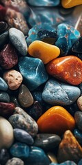 Poster - Colourful Pebble Rocks Background. Generative ai
