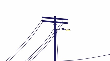 Fototapete - Wiring utility pole animation. Flat outline style icon 4K video for web design. Flickering outdoor light isolated colorful thin line animated object on white background with alpha channel transparency
