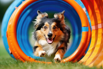 Border Collie dog at agility sports competitions