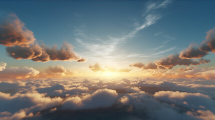 Wall Mural - Beautiful sunrise sky background. Created with Generative AI