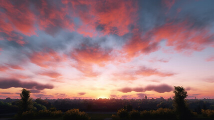 Wall Mural - Beautiful sunrise sky background. Created with Generative AI