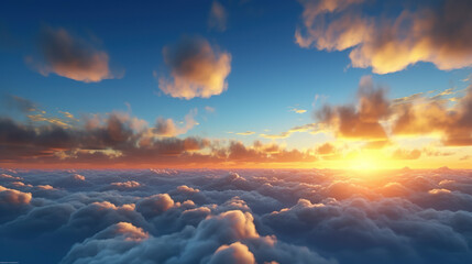 Wall Mural - Beautiful sunrise sky background. Created with Generative AI