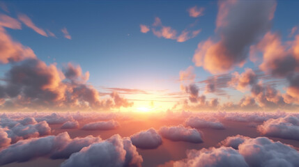 Wall Mural - Beautiful sunrise sky background. Created with Generative AI