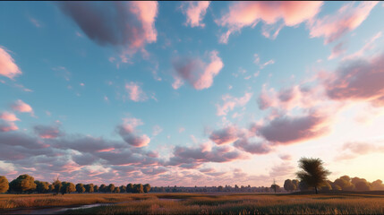 Wall Mural - Beautiful sunrise sky background. Created with Generative AI