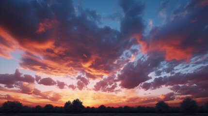 Wall Mural - Beautiful sunrise sky background. Created with Generative AI