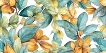 Cast Iron Plant Flowers Background. Watercolor. Watercolor Flowers With A Seamless Pattern Background Texture.	
