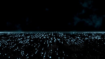 Wall Mural - Abstract digital box with blinking dots on dark blue background.