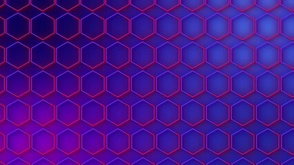 Wall Mural - 4K luxury abstract geometric futuristic hexagon background loop. Trendy sci-fi neon-colored bg for cyberspace, films, screensaver, wallpaper. Seamless clean and glossy technology bg.
