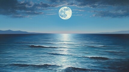 full moon over sea, generative AI 