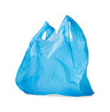 Fototapeta  - One light blue plastic bag isolated on white