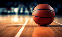 A BasketBall Close Up Shot With The Net And Bokeh Effects. Sports Photography.