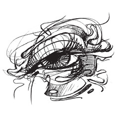 Wall Mural - The human eye. Line drawing of the pupil. Sketch of a man's eye. part of the face