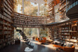 © Creative Clicks - Modern library with many books and a modern design. Generative AI