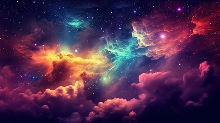 stary night cosmos. universe science astronomy. colorful space galaxy cloud nebula. generative ai fo