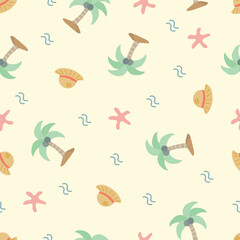 Wall Mural - Cute doodle summer beach pattern