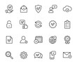 Approve and Check mark line icon set. Line icons accepted, verified, guarantee, confirm, checklist. Thin outline icons approval collection. Vector illustration.