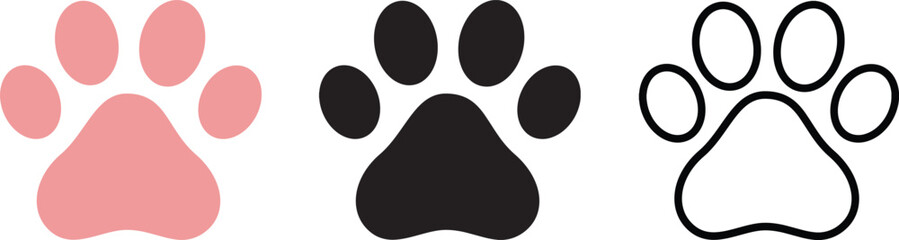 Dog paw sign icon in different colors and styles . Pets symbol vector . Paw print icon