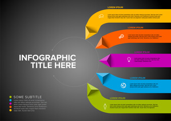 Poster - Vector dark multipurpose Infographic template with five stripes and triangle arrows elements