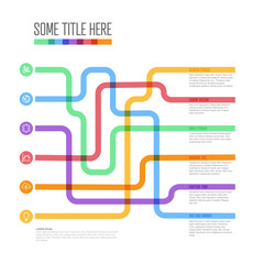 Poster - Simple infographic with six element option items and thick lines