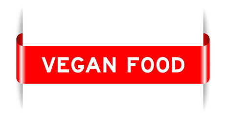 Sticker - Red color inserted label banner with word vegan food on white background