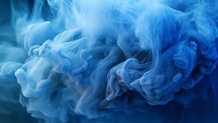 Wall Mural - Abstract colorful blue smoke background,bright colored, Hazy, Swirling, Blue Smoke on Black Background texture. Soft magical fog swirling design