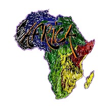 Colorful Africa With Black & Orange Lettering