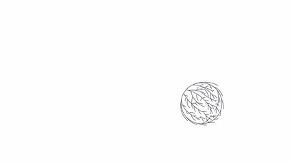 Fototapete - Tumbleweed rolling bw animation. Flat outline style icon 4K video footage for web design. Desert wind isolated monochrome thin line animated object on white background with alpha channel transparency