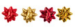 © Inna Dodor - Set of red and golden bows isolated on transparent background. Paper tied bow for design.