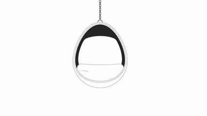 Fototapete - Animated bw hanging chair. Flat outline style icon 4K video footage for web design. Hammock seat isolated monochrome thin line object animation on white background with alpha channel transparency