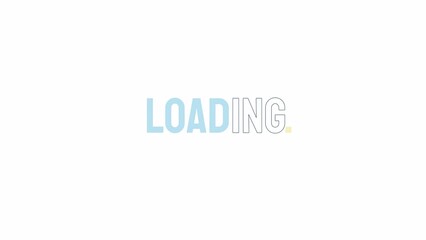 Fototapete - Pastel blue outline loader animation. Yellow dots. Text message 4K video footage on white background. Colorful loading progress indicator with alpha channel transparency for UI, UX web design