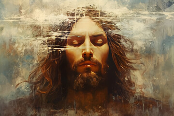 Wall Mural - Image of Jesus Christ in heaven , Created with Generative Ai Technology