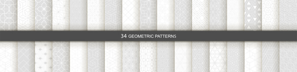 Wall Mural - Set of Geometric seamless patterns. Abstract geometric  hexagonal  graphic design print 3d cubes pattern. Seamless  geometric cubes pattern.