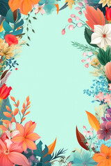 Wall Mural - Colorful flower card or poster template, background with summer flowers. Generative AI