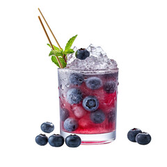 Wall Mural - front view of Blueberry Bliss Burst cocktail drink isolated on transparent background