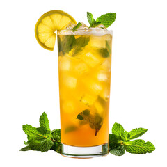Wall Mural - front view of Mango Mojito Madness cocktail drink isolated on transparent background