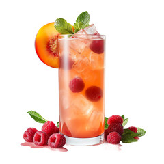 Wall Mural - front view of Peach Bellini Smash cocktail drink isolated on transparent background