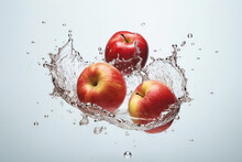水に落下するリンゴ, リンゴ, 水, 水飛沫, Apple Falling Into Water, Apple, Water, Splash, Generative AI