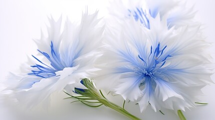 Wall Mural - Closeup of beautful blue flower of cornflower. Summer flowers. Floral abstract background. Generative AI. Illustration for banner, poster, cover, brochure or presentation.