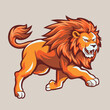 Running lion illustration. Wild animal cartoon vector design.