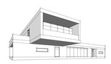 Fototapeta  - Modern house architectural design 3d illustration