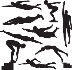 Swimming Silhouettes, swimming logo set