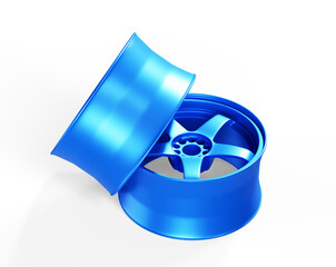 Car Wheels. 3D render Illustration on White Background