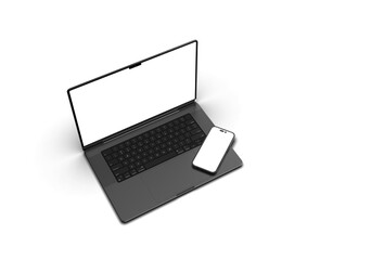 Leinwandbilder - Screen Replaceable Laptop Device Mockup with White Background