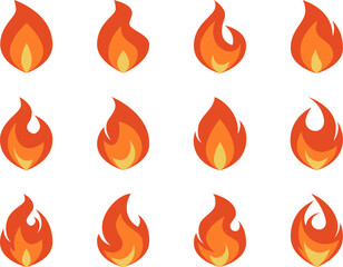 Wall Mural - fire icon, simple emoji in flat style